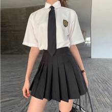 [Black White] Girl's Short/long Sleeve High Waist Pleated Skirts Plaid Skirts Women Dress For Jk School Uniform Anime Students 2024 - buy cheap