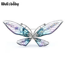 Wuli & baby-broches de mariposa con alas grandes y transparentes para mujer, broche para fiesta de bodas, oficina, alfileres, regalos 2024 - compra barato