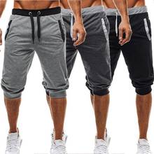 New Shorts Men Hot Sale Summer Leisure Knee Length Shorts Color Patchwork Joggers Short Sweatpants Trousers Men Bermuda Shorts 2024 - buy cheap