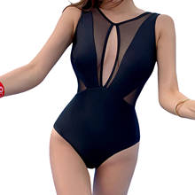 Женский сексуальный однотонный купальник, классическое Боди без рукавов с V-образным вырезом, прозрачный купальный костюм с открытой спиной 2024 - купить недорого