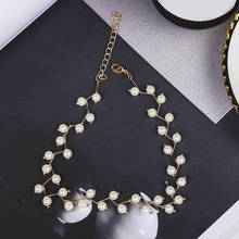 Gargantilla coreana con cuentas de perlas de imitación, colgante de cadena de clavícula, accesorios de moda, regalos para el Año Nuevo 2024 - compra barato