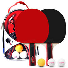 2pcs/lot Table Tennis Bat Racket Double Face Pimples In Long Handle Ping Pong Paddle Racket Set With Bag 3 Balls 2024 - buy cheap