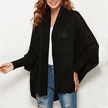Suéter longo feminino de malha com manga morcego, jaqueta plus size solta para outono e inverno 2021 2024 - compre barato