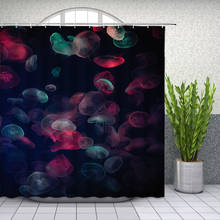 Venda quente medusas cortinas de chuveiro colorido padrão vida marinha decoração do banheiro poliéster à prova dwaterproof água casa banho pano cortina conjunto 2024 - compre barato