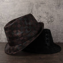 8stlye-sombrero Fedora de cuero para hombre, gorro de Jazz para papá, Boater, sombrero plano para caballero, Bowler, Porkpie, tamaño 58CM 2024 - compra barato
