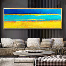 Large Wall Art Painting Canvas Art Blue And Gold Wall Art Living Room Painting Minimal Art For Modern Home Art Home Decor 2024 - buy cheap