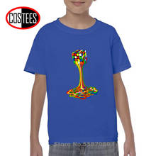 Футболка с изображением радуги, абстракции, тающего кубик Рубикс футболка для мальчиков с изображением волшебного кубика детская забавная футболка с изображением расплавленного кубика футболка для подростков 2024 - купить недорого