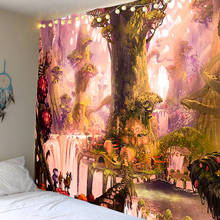 Forest Castle, Fairy Tale Psychedelic Colorful Wall Tapestry Fantasy Decorative Cloth 2024 - buy cheap