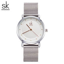 Shengke брендовые кварцевые наручные часы модные часы для женщин Повседневное платье Роскошные серебристые женские Стразы водонепроницаемые Reloj Mujer SK 2024 - купить недорого