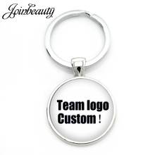 JOINBEAUTY-llavero personalizado con logotipo de equipo, joyería de cabujón de cristal con foto personalizada, regalo de recuerdo para equipo, NA01 2024 - compra barato