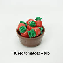 Série de cidade adequada para crianças 10 tomates vermelhos, blocos de construção educacionais, presente de aniversário, bacia de madeira, modelo moc, brinquedos, cidades 2024 - compre barato