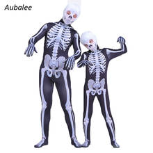 2020 Skeleton Adult Kids Scary Costume Halloween Carnival Party  Demon Devil Skull Skeleton Full Body Suit With Mask 2024 - buy cheap