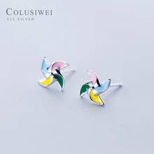 Colusiwei Color Windmill Silver Stud Earrings for Women 925 Sterling Silver Fashion Korea Style Enamal Jewelry Accessories 2024 - buy cheap