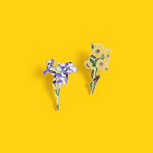 Custom Dried flowers Sunflowers Iris Enamel Pin Brooches Bag Clothes Lapel Pin Badge Plant Jewelry Gift for Lover for girlfriend 2024 - buy cheap