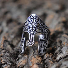 Anel de capacete viking, escandinavo pagão runas, joias amuletos em aço inoxidável 316l 2024 - compre barato
