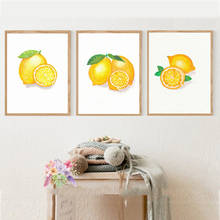 Pintura em tela de frutas limão, decoração minimalista, poster de cozinha, imagem cítrica de parede, planta amarela, posteres e impressões de arte em parede 2024 - compre barato