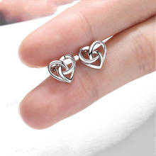 Exquisite  silver color Hollow love heart Twisted Stud Earrings Fashion Jewelry For Women brincos Oorbellen Girls 2024 - buy cheap