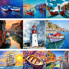 tapb Boat Landscape DIY Painting By Numbers Adults For HandPaint On Canvas Coloring By Numbers Home Wall Art Decor Gifts 2024 - buy cheap