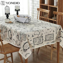 Map Tablecloth European style Linen Cotton Functional Table Cloth for Home Hotel Picnic Party Tablecloths Rectangular 2024 - buy cheap