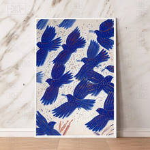 Alecos fassianos impressão da arte poster azul pássaros do paraíso abstracto pintura em tela quarto decoração da arte parede imagem para sala de estar 2024 - compre barato