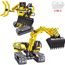 2 IN 1 Dual Mode Deformation High-tech Heavy-Duty Excavator Engineering Vehicle Robot Building Blocks Sets Bricks Kids Toys Gift 2024 - buy cheap