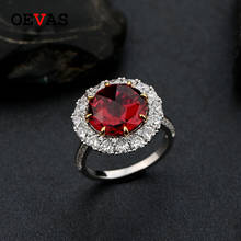 OEVAS 100% 925 стерлингового серебра Сверкающий Красный с высоким содержанием углерода, обручальное кольцо, обручальное кольцо для женщин вечерние изысканные Jewely юбилей оптовая продажа 2024 - купить недорого