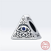 fit women bracelet original 925 silver pyramid demon eye charm beads 100% pure silver making luxury DIY European jewelry 2024 - buy cheap