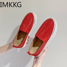 Sapatos femininos casuais de diamantes redondos, sapatos casuais para mulheres, com strass e plataforma vermelha, tamanhos 43, 2020 2024 - compre barato
