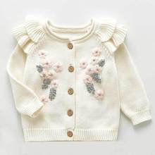 Baby Sweater Flower Embroidery Newborn Girls Sweaters Cardigans Autumn Toddler Boys Knitwear Jackets Winter Children Knit Tops 2024 - buy cheap