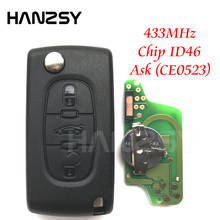 Llave a distancia de 3 botones de 433Mhz para PEUGEOT 407 308 207 807 307 socio con Chip ID46 VA2/HU83, llave plegable de coche CE0523 2024 - compra barato