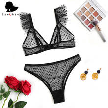 Leechee polka dot lingerie sexy conjunto de malha quente erótico sutiã calcinha para mulheres alças de renda transparente porno respirável roupa interior 2024 - compre barato