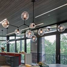 Nordic Metal Glass LED Chandelier LOFT Lustre Living Room Villa Indoor Decor Modern Pendant Lamp Lighting Ball Kitchen Fixtures 2024 - buy cheap