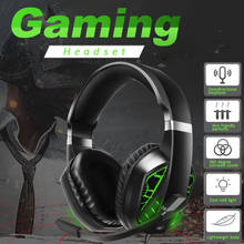 Headset gamer brilhante, fones de ouvido com fio estéreo com graves ajustáveis e microfone para ps5/ps4/xbox/pc/laptop/switch 2024 - compre barato