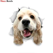 Three Ratels 3D Dog Stickers decal 1090 White Cocker Spaniel For Wall Fridge Toilet kids nursery 2024 - buy cheap