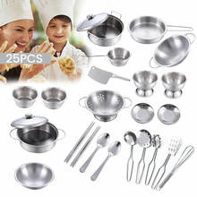 13/25pcs Kids Simulation Kitchen Toys Stainless Steel Pots & Pans Playset Tableware Pretend Role Play Toy for Kids Baby Gift 2024 - buy cheap