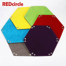 PU Leather Folding Hexagon 6 Colors Tray Soft Velvet for RPG, DnD, Protable Dice Games Storage Box  Boardgame Accessories 2024 - buy cheap