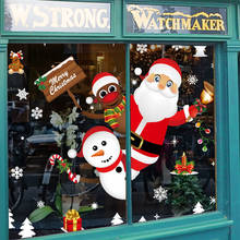 Рождественские Съемные Наклейки на стены «сделай сам» стеклянное окно в магазине наклейки Noel Natal рождественские украшения для дома новогодние украшения 2024 - купить недорого