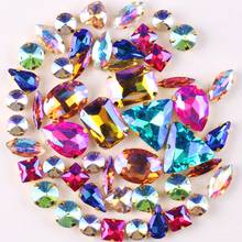 Gold claw setting 50pcs/bag 11 shapes mix AB colors glass crystal sew on rhinestone Crystals wedding dress shoes bags diy 2024 - buy cheap