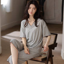 Korean Women Cotton Pajamas Set Cartoon Homewear Home Clothes Lounge Wear Short Sleeve Female Sleepwear Pijamas 2 Pieces Suit 2024 - buy cheap