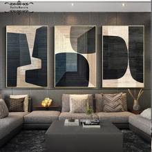 Póster de arte geométrico e impresiones, arte de pared moderno dorado y marrón, pintura abstracta de lujo en lienzo, imágenes para decoración del hogar y sala de estar 2024 - compra barato