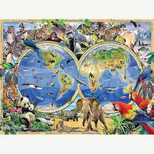 5D DIY Diamond Painting Animal world map Full Needlework Embroidery Cross Stitch Round Rhinestones Mosaic Kits Home Decor L176 2024 - buy cheap