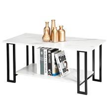 Artisasset-mesa de centro de hierro rectangular de imitación de mármol, 2 capas, 1,5 cm de espesor, MDF, mesa auxiliar blanca 2024 - compra barato