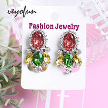 Veyofun Vintage Stud Crystal Earrings for Women Colourful Fashion Jewelry New Wholesale 2024 - buy cheap