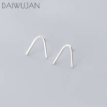 Daiwojan-pendientes minimalistas de Plata de Ley 925 con forma de V, aretes en forma de V, curvados irregulares, para mujeres y niñas, joyería fina 2024 - compra barato
