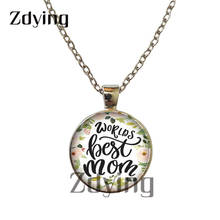 Zdying Worlds Best Mom Pendant Necklaces Glass Picture Cabochon Charm Necklace For Mother's Day Gift Jewelry MO51 2024 - buy cheap