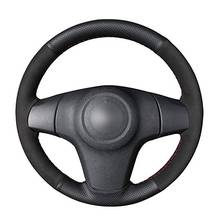 Рука сшитый черный натуральная кожа чехол рулевого колеса автомобиля для Chevrolet Niva с 3 спицами Lada Niva Opel Vauxhall Astra Corsa D 2006 2024 - купить недорого