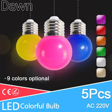 Lâmpada led e27, bulbo colorido rgb, ac 220v, smd 2835, 3w, g45, para festas, luz de verão
