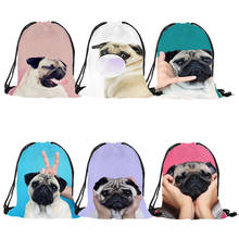 Pug Dog 3D Printing Women Girls Backpack 2018 Travel Shopping New Drawstring Bag Eco Polyester Bags Rucksack Mochila Sac A Dos 2024 - buy cheap