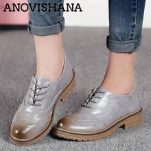 ANOVISHANA New 2021 Women Pumps Round Toe 4cm Wood Heels Platform Brogue Student Classic Carved Big Size 42 Casual Grey D587 2024 - buy cheap