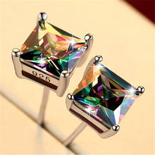 2 Styles Multicolor Stud Earrings For Women Men Party Korea Earrings Shiny Zirconia Crystal Charm Jewelry Gift Brincos Aretes 2024 - buy cheap